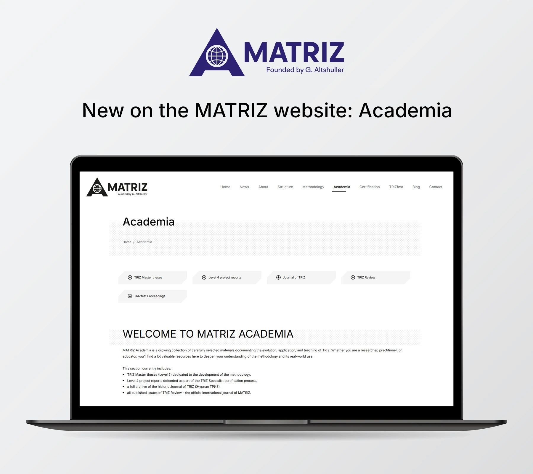 New on the MATRIZ website: Academia