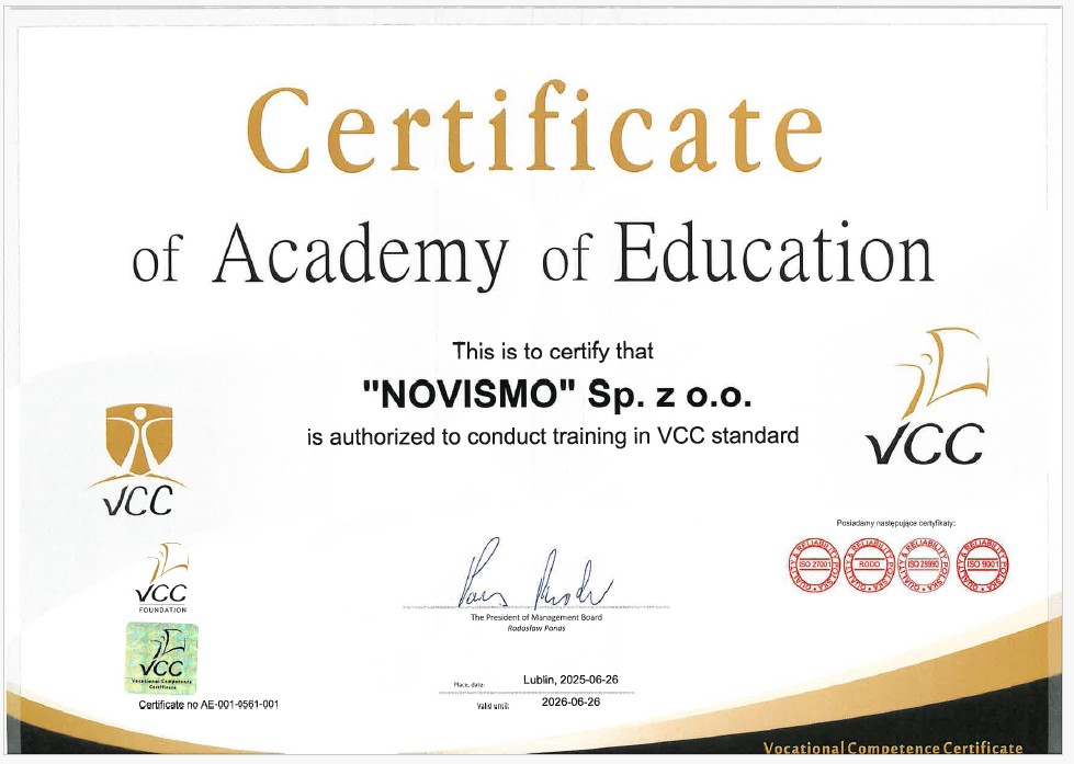VCC Accreditation for Novismo